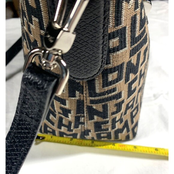 Longchamp Roseau Monogram Print Shoulder Bag Crossbody Black Tan – Hard to Find - Picture 7 of 14